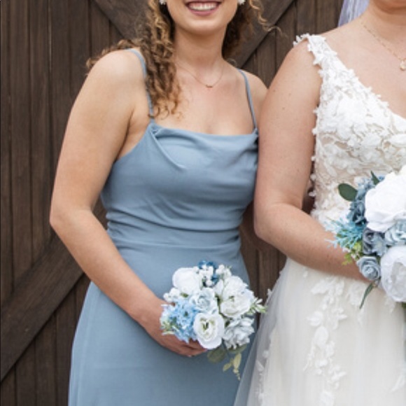 Birdy Grey Ash cowl neck crepe dress in dusty blue - Picture 6 of 6